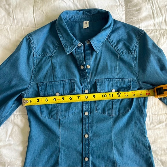 BP Denim Button-Down Long-Sleeve Shirt. Western Style. Size XS. 98% Cotton - Picture 6 of 11